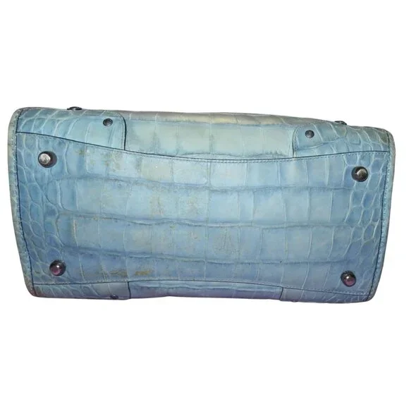 SOLD Coach Rhyder Limited Edition rare dusty blue Croc Embossed Denim Leather - Picture 5 of 16